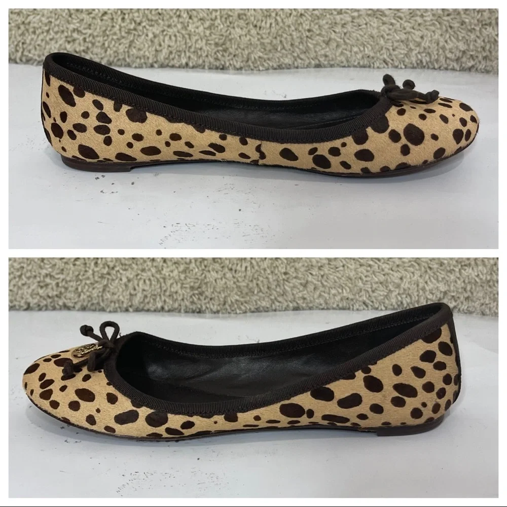 Tory Burch Leopard Bow Laila Calf Hair Ballet Flat